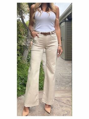 NEW BEVY FLOG Christine Flare Pant in Cream Size 25